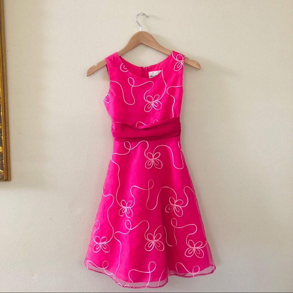 Girls Hot Pink Floral Dress Rare Editions